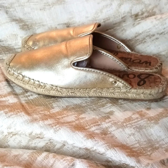 Sam Edelman Kerry Meatllic Gold Espadrille Mules size 8.5 - Picture 3 of 10